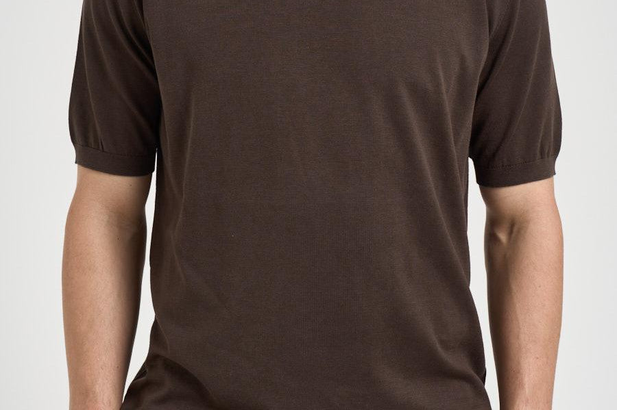 T-shirt uomo girocollo in maglia marrone 300421 170 KANGRA 