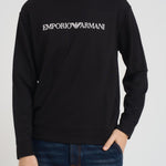 Felpa uomo girocollo nera con stampa logo 8N1MR6 1JRIZF009 EMPORIO ARMANI 