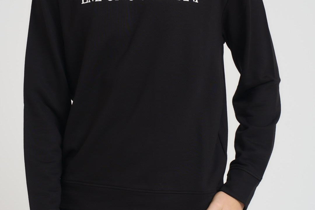 Felpa uomo girocollo nera con stampa logo 8N1MR6 1JRIZF009 EMPORIO ARMANI 