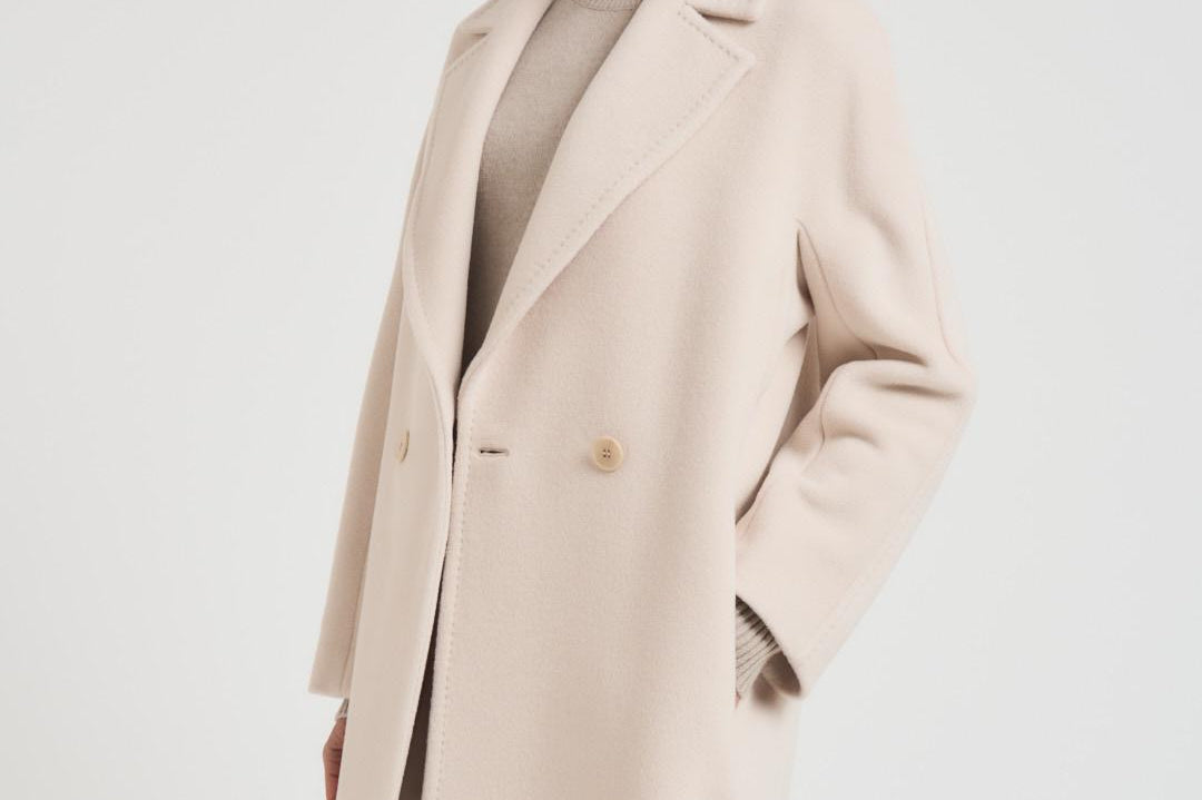 Cappotto donna midi doppiopetto panna TOKIO 023 MAX MARA STUDIO 