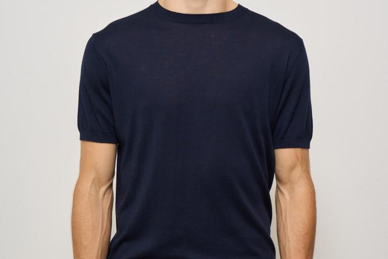 T-shirt uomo in maglia girocollo blu K100421 38 KANGRA 