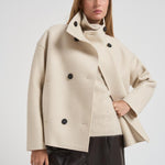 Cappotto donna corto doppiopetto panna AG2484 MLK410 HARRIS WHARF LONDON 