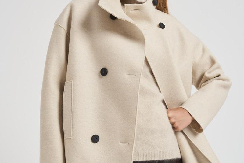 Cappotto donna corto doppiopetto panna AG2484 MLK410 HARRIS WHARF LONDON 