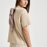 T-shirt donna Segunda beige con fiocco sul retro Y6SJ13 V62 SEMICOUTURE 
