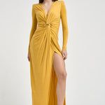 Abito donna drappeggiato giallo ABR29 EV4 ELISABETTA FRANCHI 