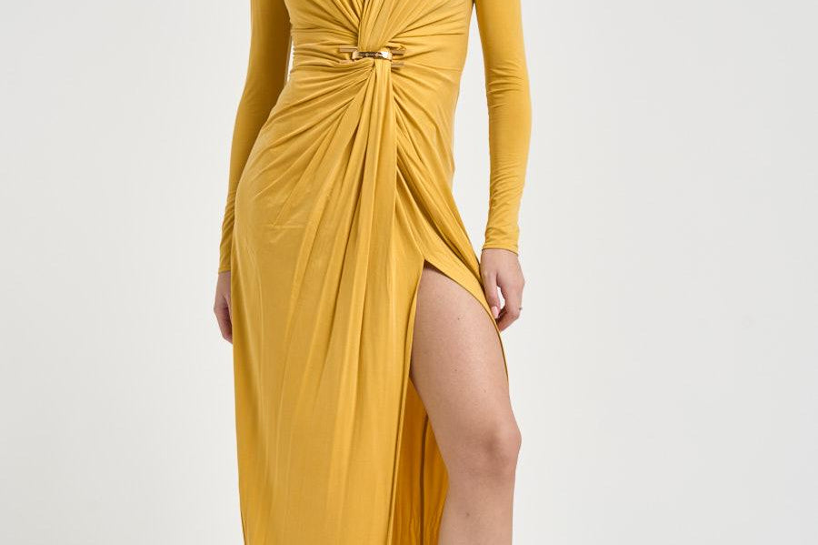 Abito donna drappeggiato giallo ABR29 EV4 ELISABETTA FRANCHI 