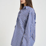 Set camicia e shorts donna over a righe blu TM196419B BLUEROUGENOIR THE ANDAMANE 