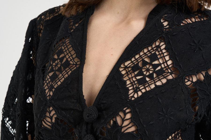 Blusa donna Nina in sangallo nera HT0856FA D2J01IBLACK ISABEL MARANT 