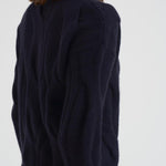 Maglione girocollo trecce donna Nils blu NILS 80MARINEFONCE KUJTEN 