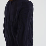 Maglione girocollo trecce donna Nils blu NILS 80MARINEFONCE KUJTEN 