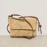 Borsa donna a tracolla in rafia beige V5.2AH NATURAL&BROWN MANEBI' 