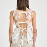 Top donna con ricami bianco W08170581 WHITE MAURIZIO MYKONOS 