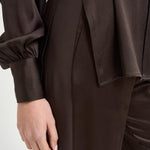 Camicia donna satinata marrone Y6SM13 V22 SEMICOUTURE 