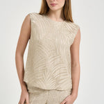 Blusa donna con foglie ricamate oro 5S1023 L9488403 GLANSHIRT 
