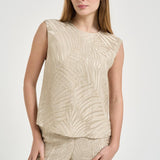 Blusa donna con foglie ricamate oro 5S1023 L9488403 GLANSHIRT 