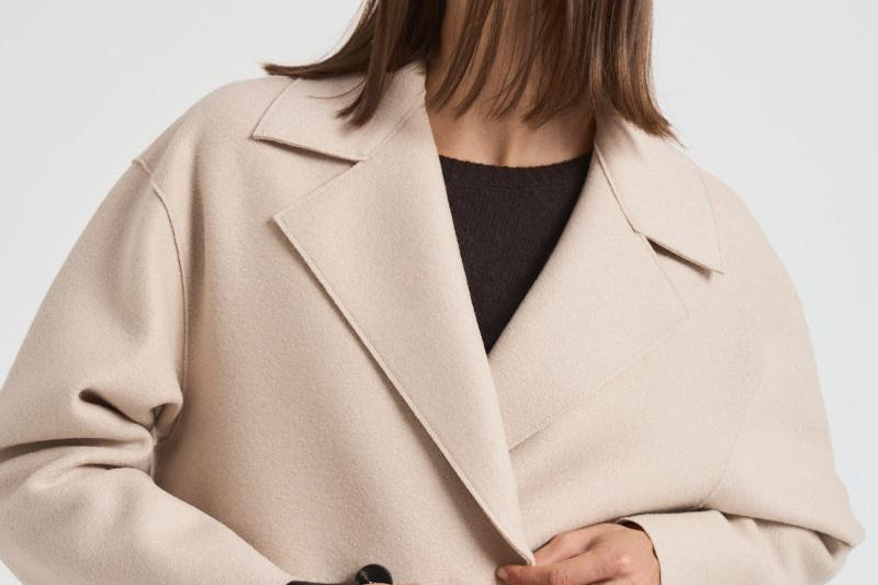 Cappotto donna doppiopetto panna AC1487 MLK120 HARRIS WHARF LONDON 