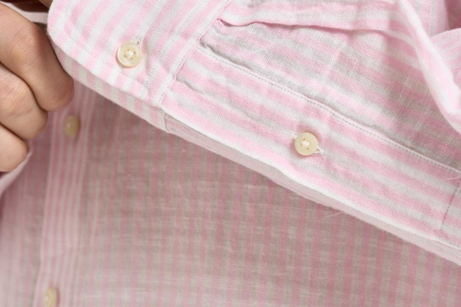 Camicia uomo rosa in misto lino e cotone 710B16700 002 RALPH LAUREN 