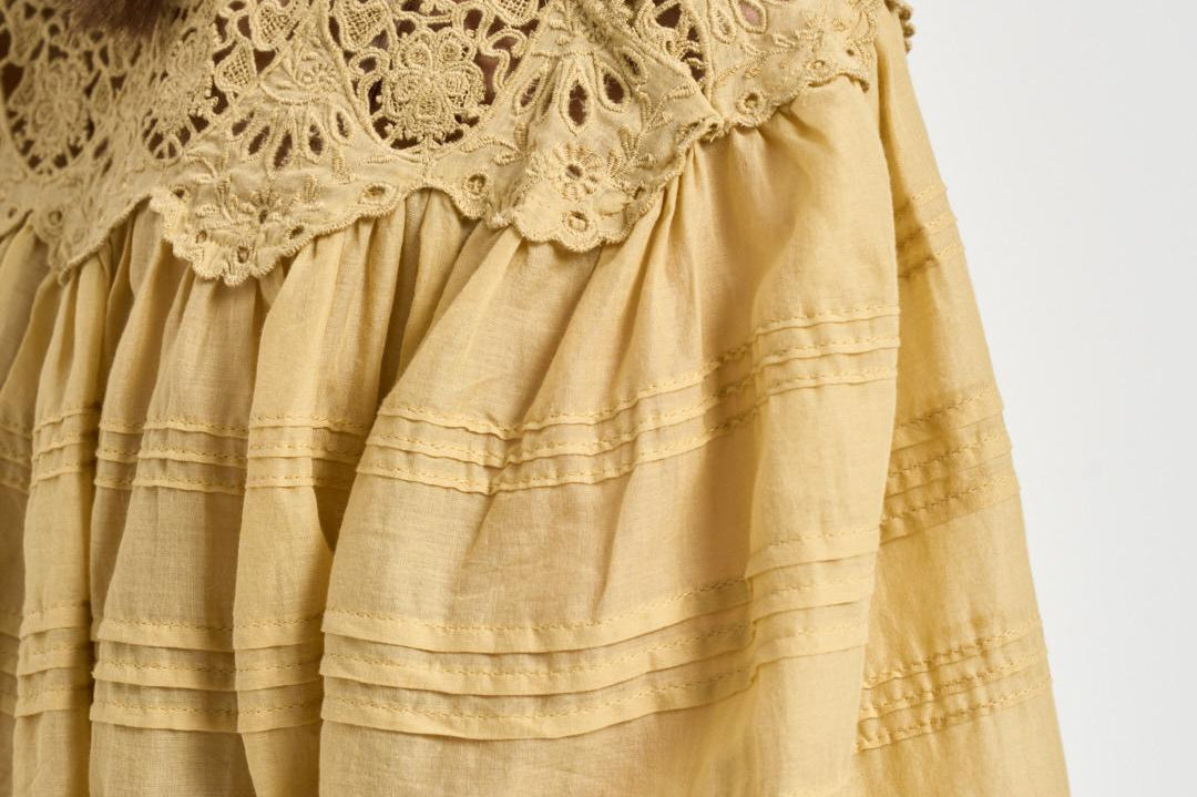 Blusa donna Polly con pizzo giallo pastello HT0767FA D1J05E10LC MARANT ETOILE 