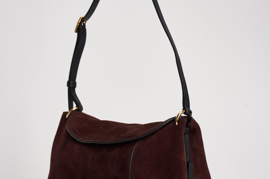 Borsa donna "Penelope" Slouch in suede bordeaux 000148 ACAISUEDE WANDLER 