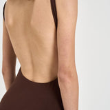 Abito donna lungo con frange marrone TM190159A DARKBROWN THE ANDAMANE 