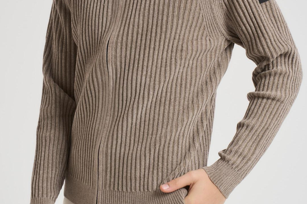 Cardigan uomo a coste tortora W25139 87 RRD 