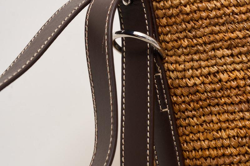 Borsa donna a secchiello in rafia marrone 428955892 002 RALPH LAUREN 