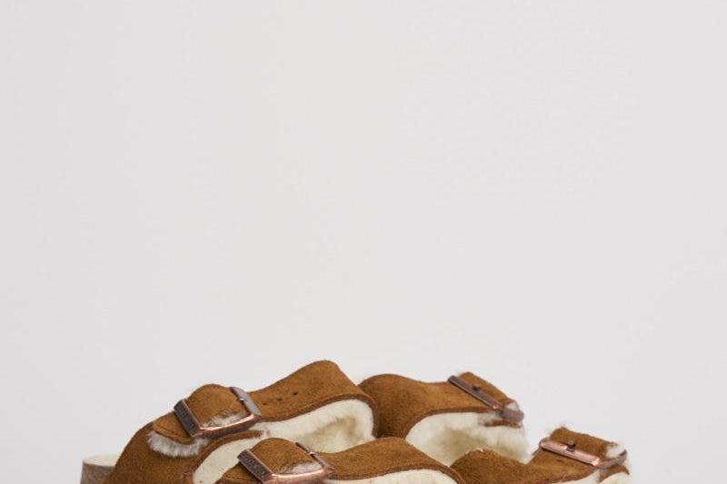 Sandalo arizona in shearling e camoscio donna 1001135 MINK BIRKENSTOCK 
