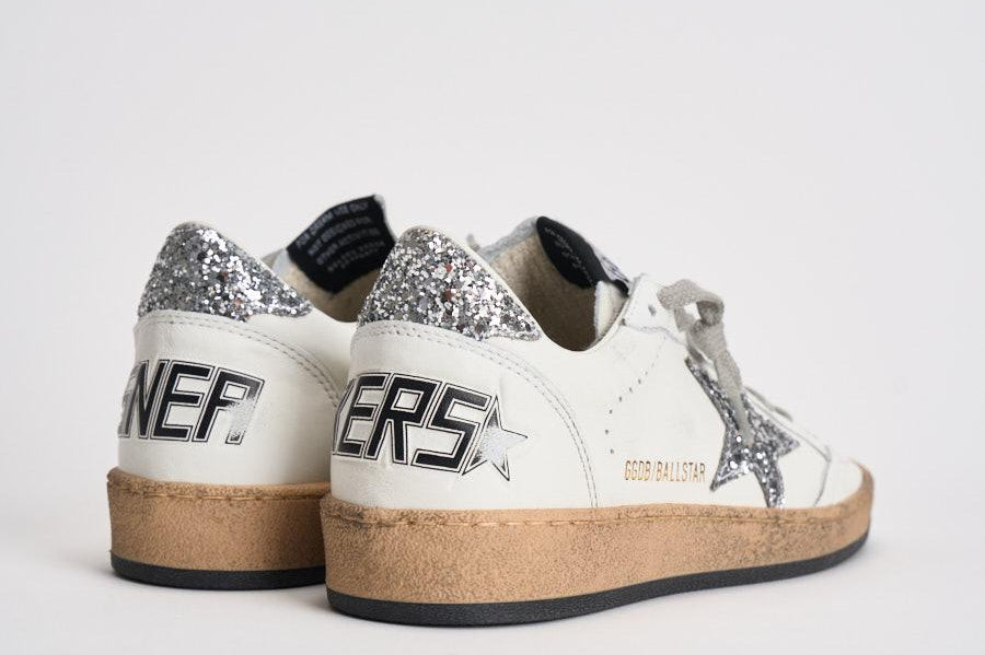 Sneakers donna Ball Star bianca glitter argento GWF00117 F00377311325 GOLDEN GOOSE 
