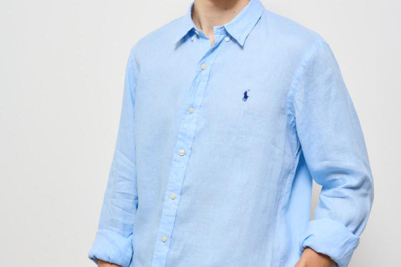 Camicia uomo in lino celeste 710968915 008 RALPH LAUREN 