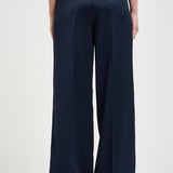 Pantalone donna con pinces satinato blu 12021 NAVY ANINE BING 