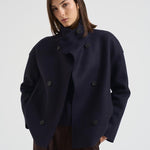 Cappotto donna corto doppiopetto blu AG2484 MLK358 HARRIS WHARF LONDON 