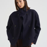 Cappotto donna corto doppiopetto blu AG2484 MLK358 HARRIS WHARF LONDON 
