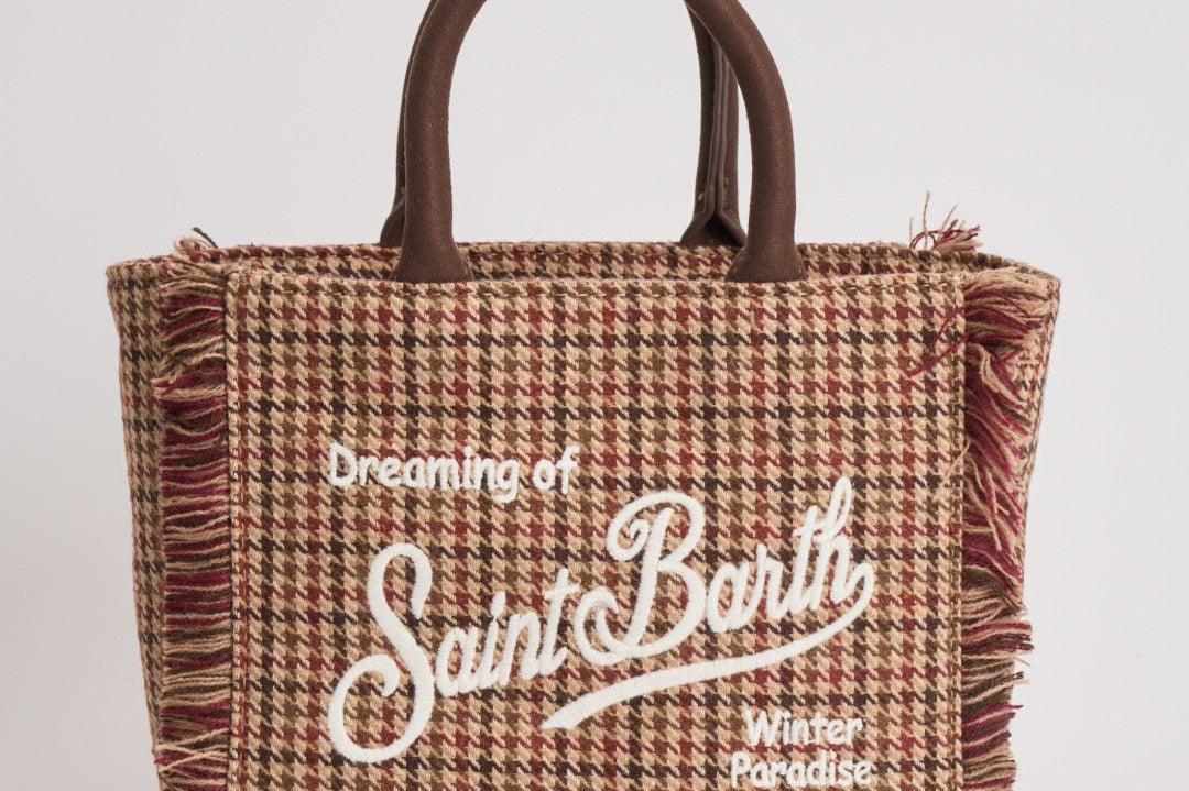 Borsa donna Vanity Mini Wool Pied de Poule marrone VANITYMNWL PDP45 MC2 SAINT BARTH 