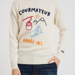 Maglia uomo girocollo con ricamo Courmayeur panna HERON COURMAD10EMB MC2 SAINT BARTH 