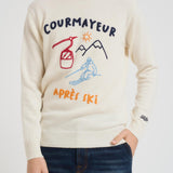 Maglia uomo girocollo con ricamo Courmayeur panna HERON COURMAD10EMB MC2 SAINT BARTH 