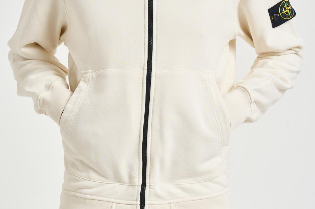 Felpa uomo con zip panna 6100061 S0051V0093 STONE ISLAND 