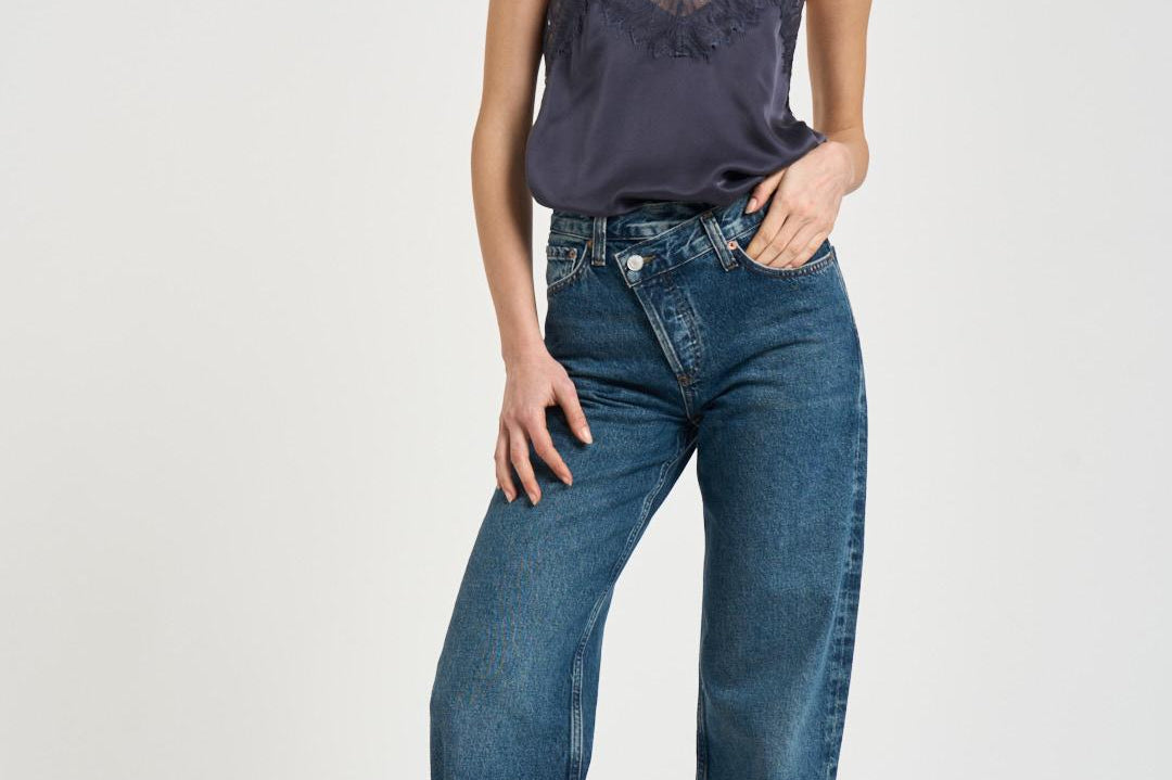 Top donna satinato blu NEWIN BLE0126S IRO 