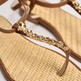 Sandalo donna infradito gioiello marrone K08F CUOIO EMANUELA CARUSO CAPRI 