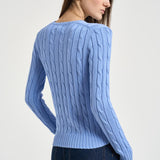 Maglia donna girocollo a trecce celeste 211971869 009 RALPH LAUREN 