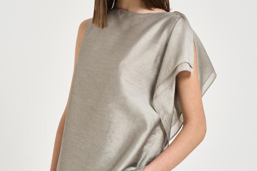 Camicia donna in organza semilucida grigia E06023 970 PESERICO 