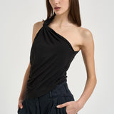 Top donna monospalla con nodo nero 106544A37V KRISTELZ99 PINKO 