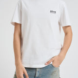 T-shirt uomo bianca con logo frontale nero GMP01220 P00087910283 GOLDEN GOOSE 