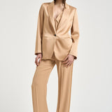 Blazer donna in raso crema dorato 14547 1012 FORTE FORTE 