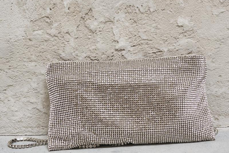 Pochette donna con strass silver YOURBESTFRIEND 019SILVER BENEDETTA BRUZZICHES 