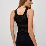 Top donna semitrasparente a costine nero 105149 A2LSZ99 PINKO 