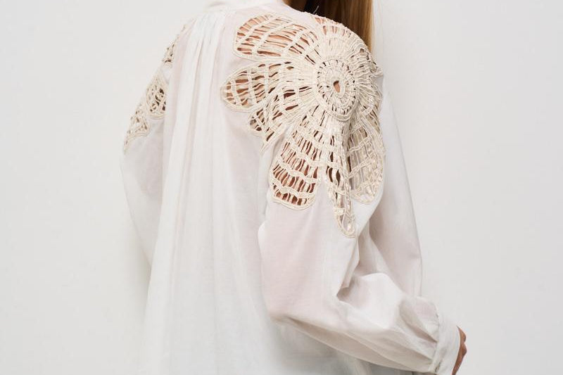 Camicia donna bianca con ricami 13888 0015 FORTE FORTE 
