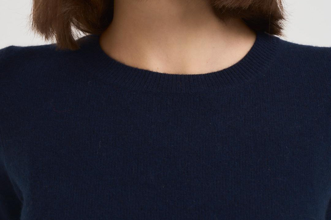 Maglia donna girocollo blu notte CATELINA NAVY ABSOLUT CASHMERE. 