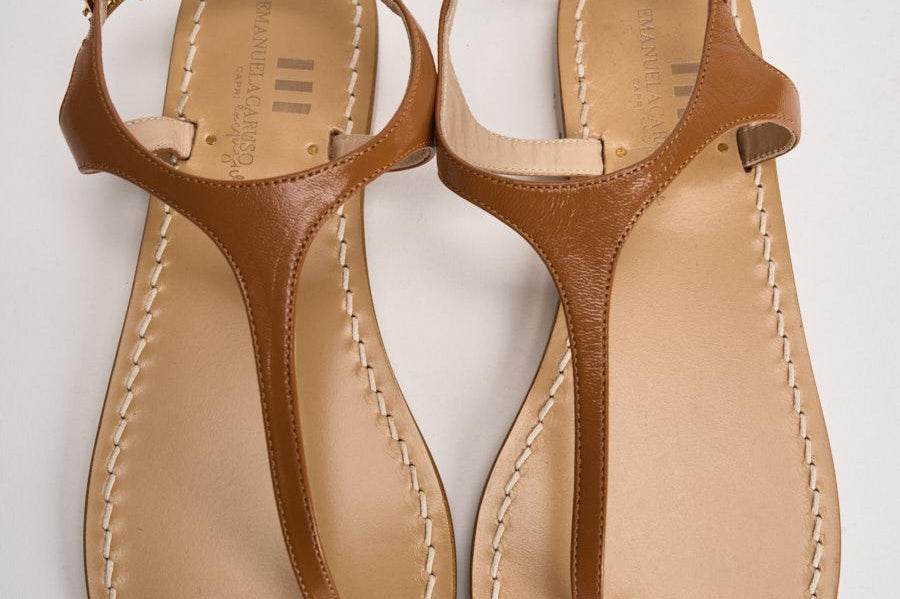 Sandalo donna infradito cammello K5867 CUOIO EMANUELA CARUSO CAPRI 