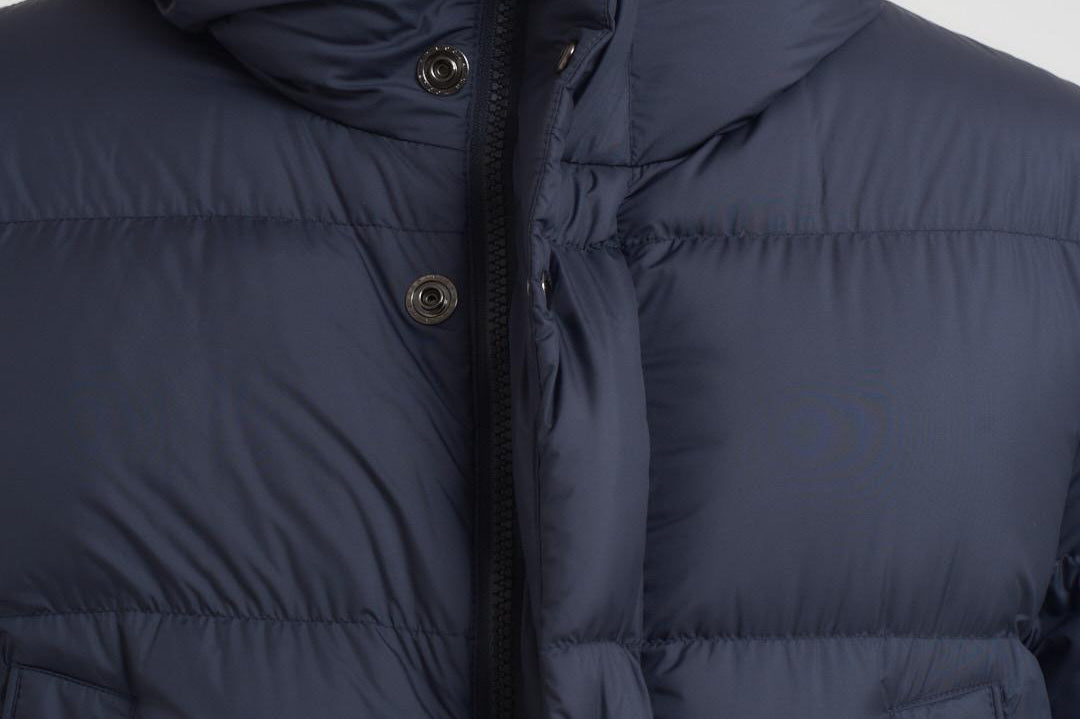 Piumino uomo trapuntato con cappuccio blu OU2087 3989 WOOLRICH 