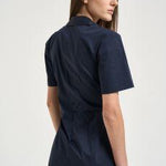 Abito donna midi drappeggiato blu notte L6SK30 N08 LIVIANA CONTI 